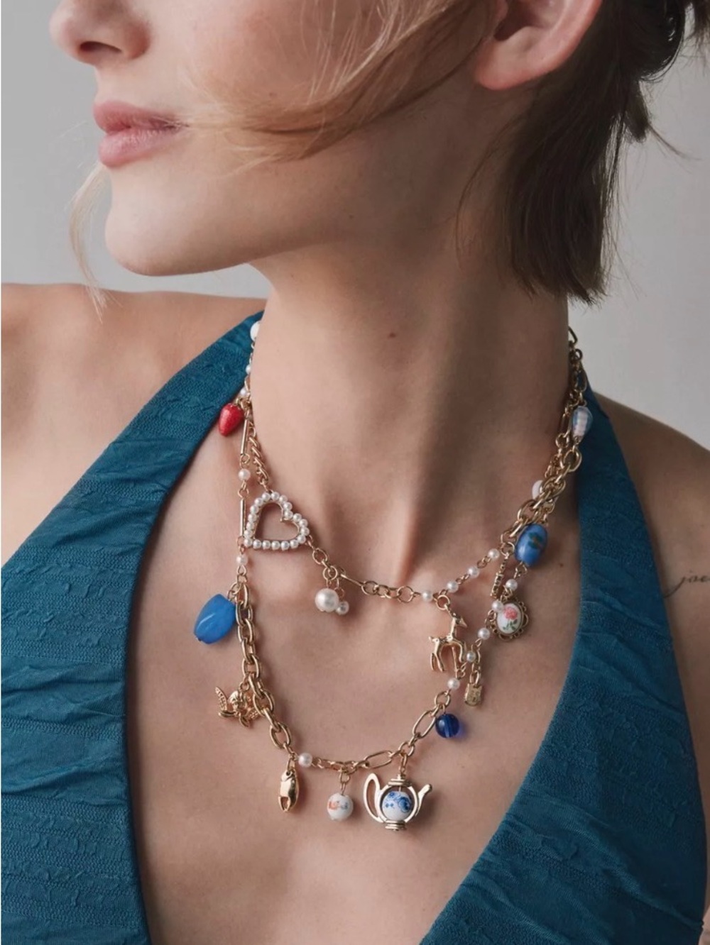 Sold! NWT Urban Outfitters Tea Party Layer Necklace OS - Picture 2 of 4